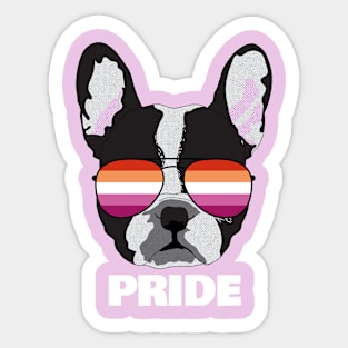 Funny Lesbian PRIDE - Boston Terrier Dog Lesbian Pride Flag Sticker